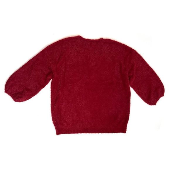 Women's Plus Size 4X Eyelash V-Neck Burgundy Red Sweater -  Ava & Viv - NWT - Picture 3 of 3